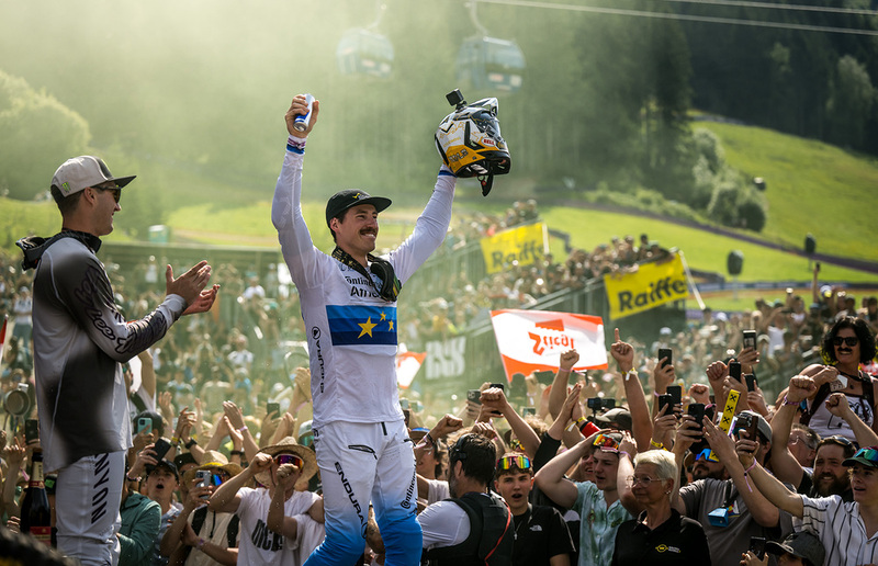 UCI MTB WORLD CUP DHI Sieg von Andreas Kolb, Leogang 2023 / Nathan Hughes