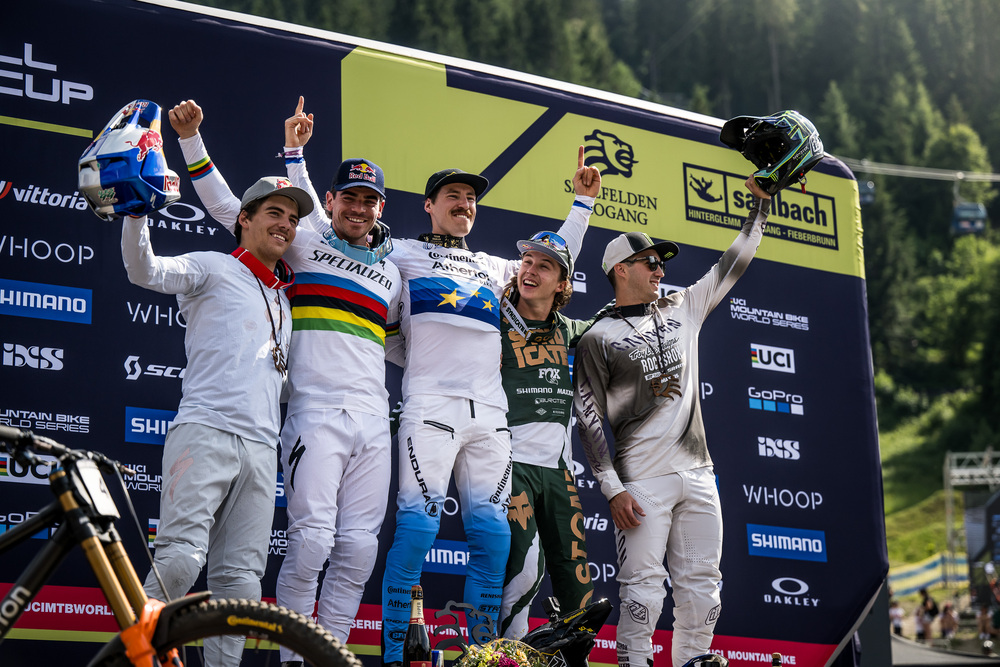 Downhill Weltcupsieg von Andreas Kolb in Leogang, 2023 © Nathan Hughes
