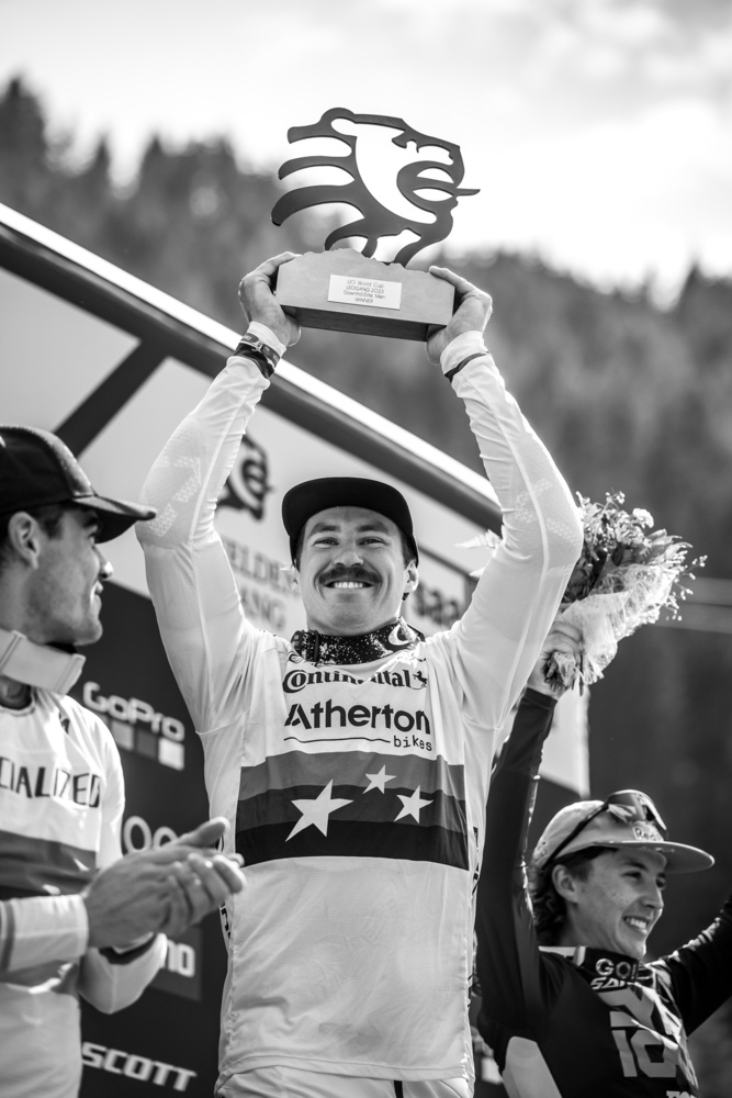 Downhill Weltcupsieg von Andreas Kolb in Leogang, 2023 © Nathan Hughes